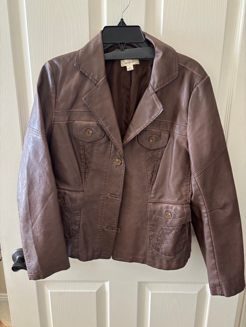 Nurture by Lamaze Brown Leather Button-Front faux leather jacket
